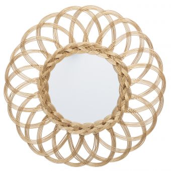 S5-MIROIR ROTIN FLEUR D50 DORE